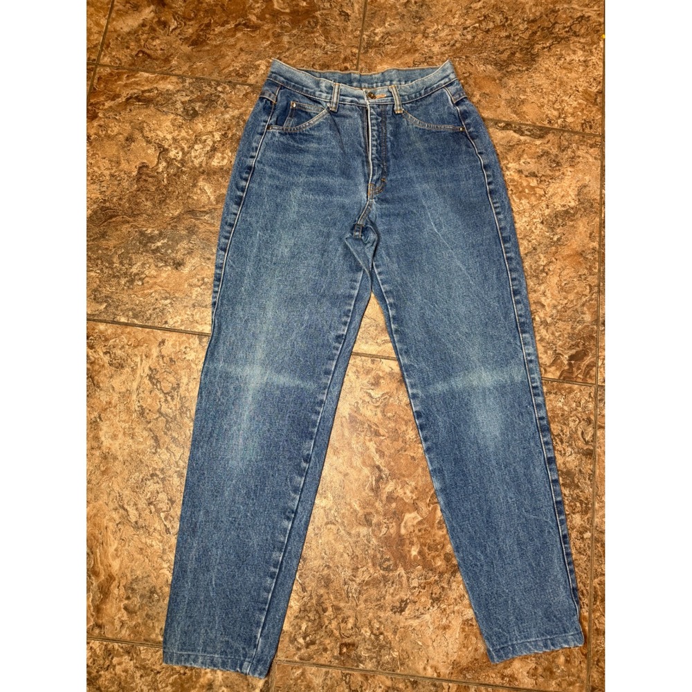 Vintage Brittania High Waisted Straight Leg Jeans Medium Wash 100% Cotton 24x27